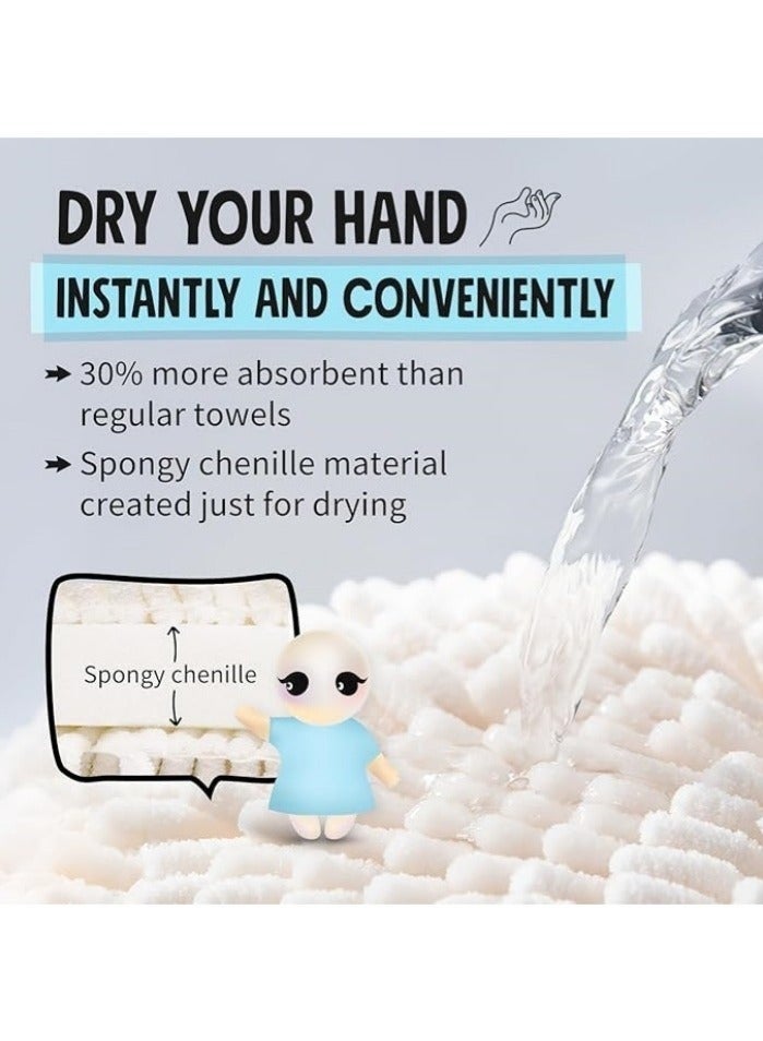 Fuzzy Ball Towel (Set of 2) White and Gray - Dry Your Hand Instantly conveniently with This Creative Bath Towel Set Decorative Towels for Bathroom (Pack of 2) - Image 4